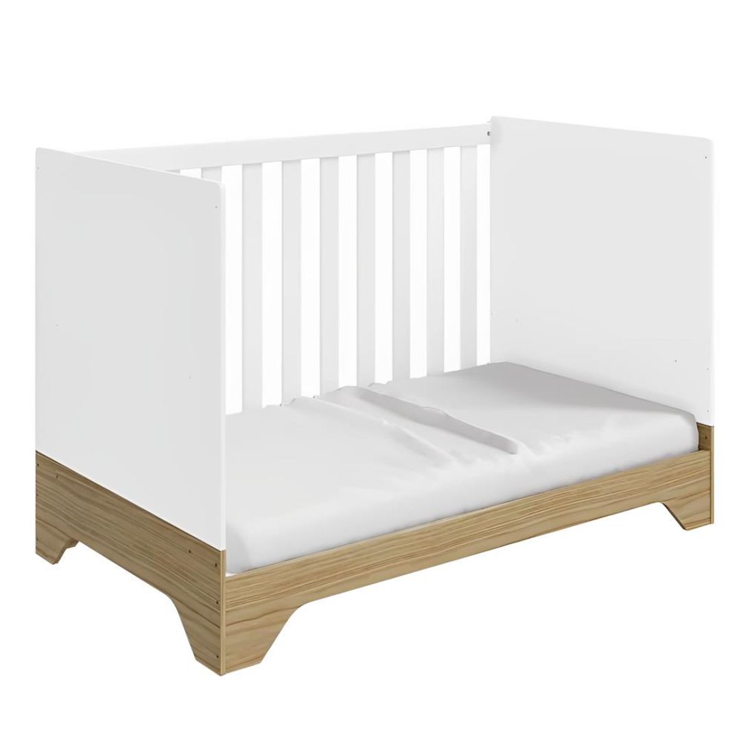 Berço Peróba Popy Retrô Branco/Carvalho