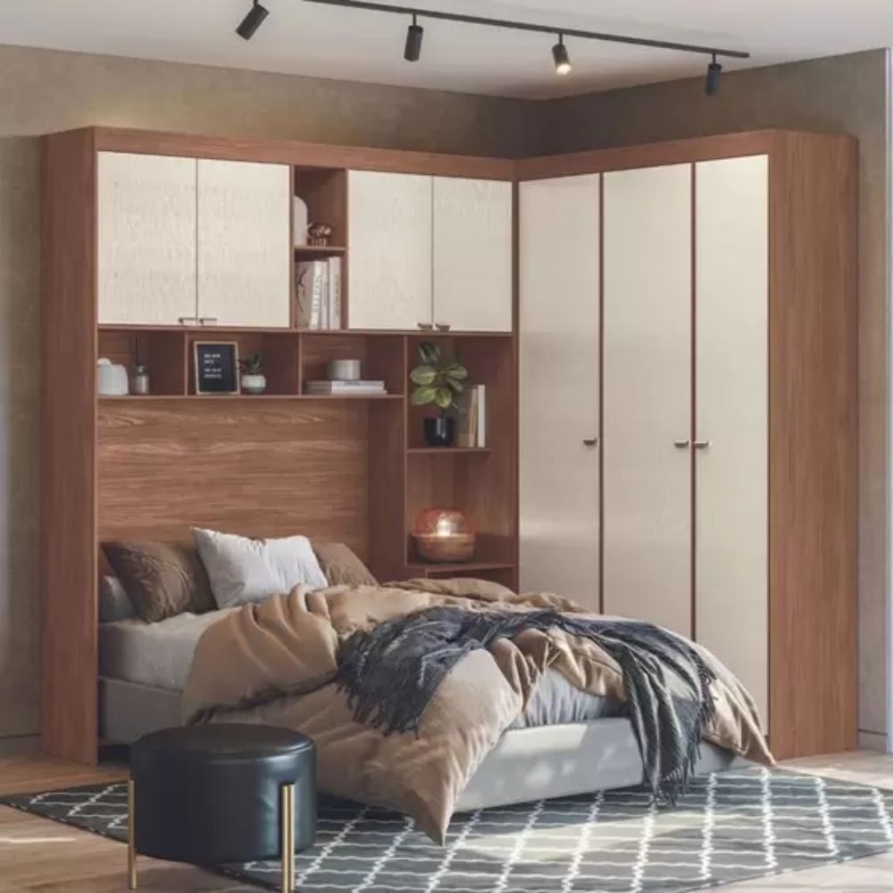 Guarda Roupa Quarto Casal 7 Portas 2 Gavetas Lugano Santos Andirá Jatobá/Areia