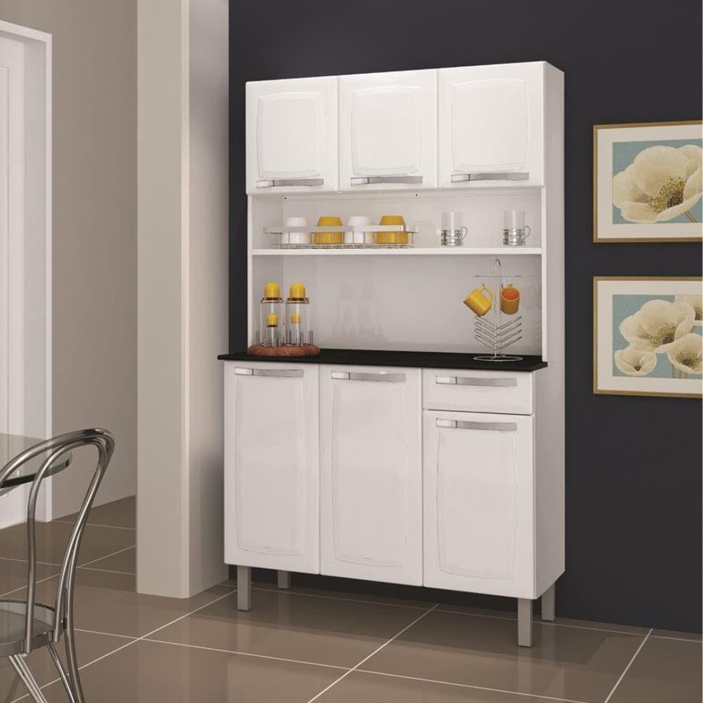 Kit Cozinha Itatiaia Rose 6 Portas e 1 Gaveta Branco