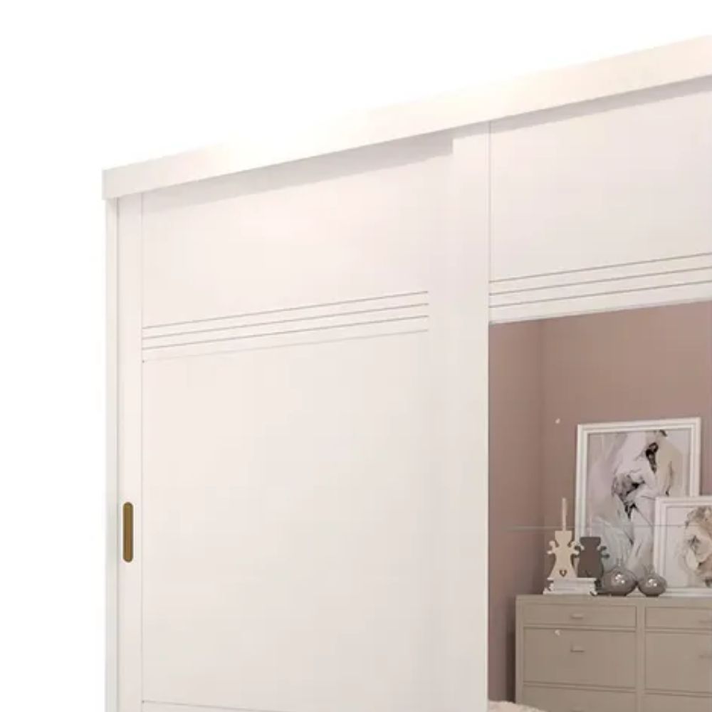 Guarda Roupa Panan Blumenau 2 Portas de Correr com Espelho e Pés Branco