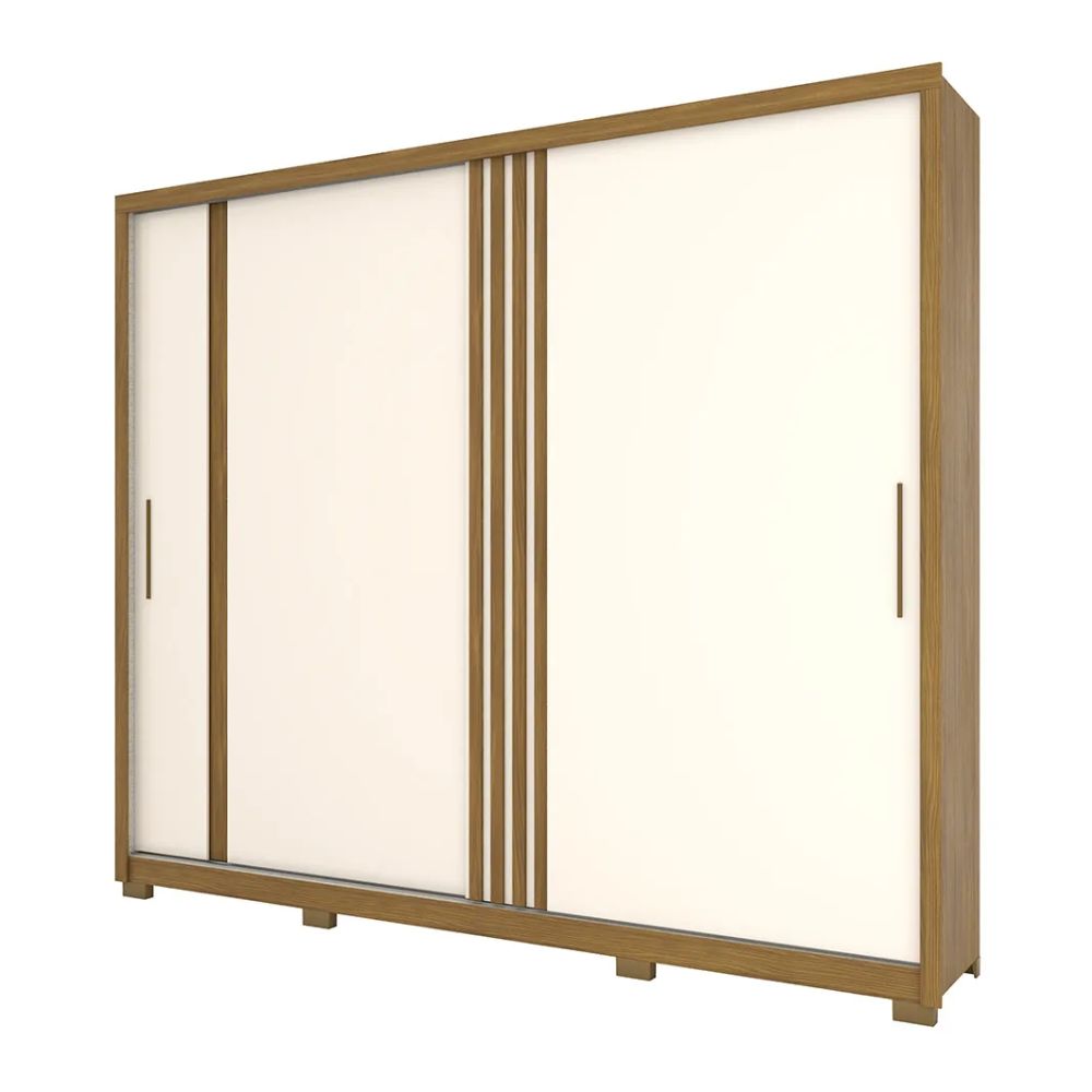 Guarda Roupa Henn Caribe 2 Portas de Correr Nature / Off White / Cinza