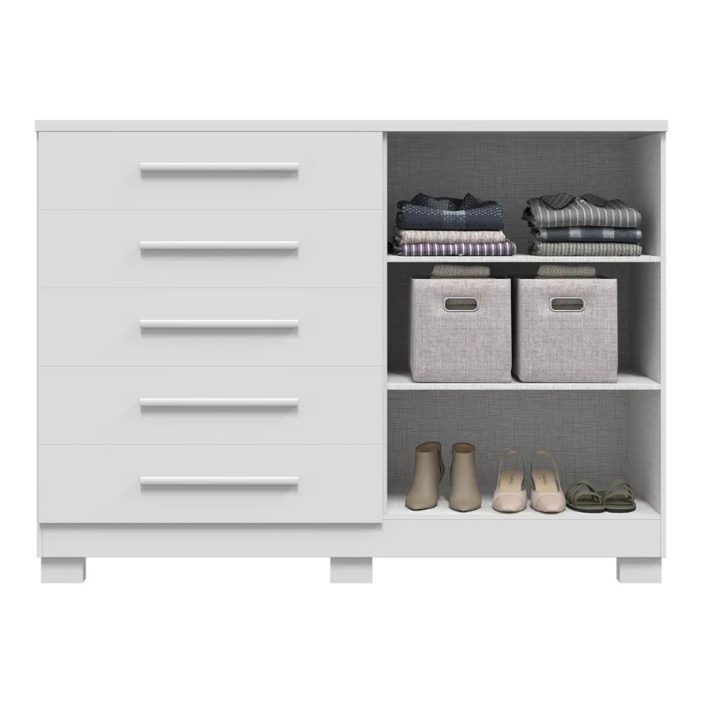 Cômoda ACP Bella com 5 gavetas e Sapateira - Branco
