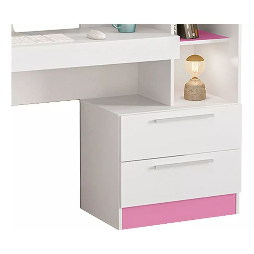 Mesa Notável Office 1.32mts NT 2010 Ref 129 Branco New/Rosa