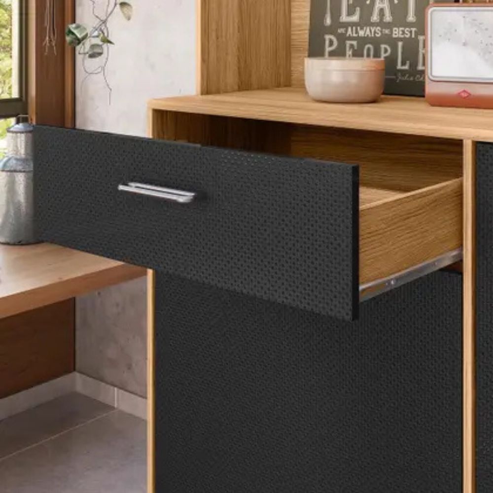 Cozinha Compacta Erva Doce 120 6 Portas 1 Gaveta Freijó/Preto Esfera - Nicioli
