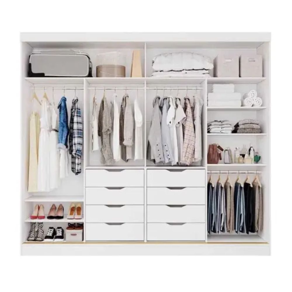 Guarda Roupa Florença Panan com 2 Portas de Correr e Espelho Branco
