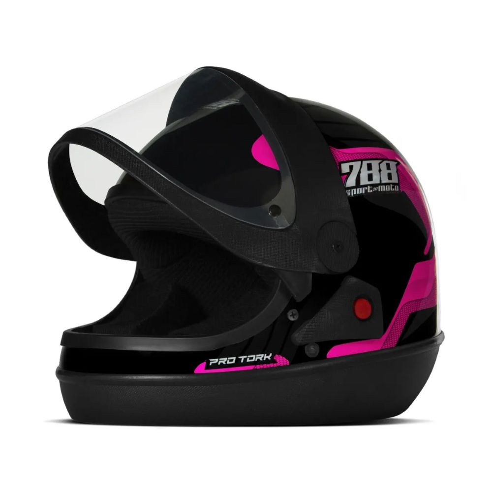 Capacete Protork SM Sport 788 CAP-494RS Tamanho 56 Preto Rosa