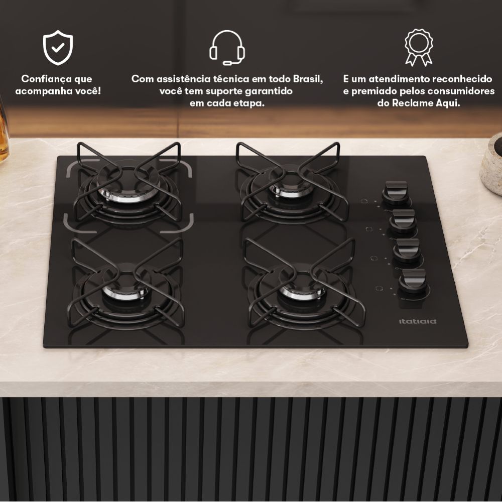 Cooktop Itatiaia Essencial 4 Bocas - Preto