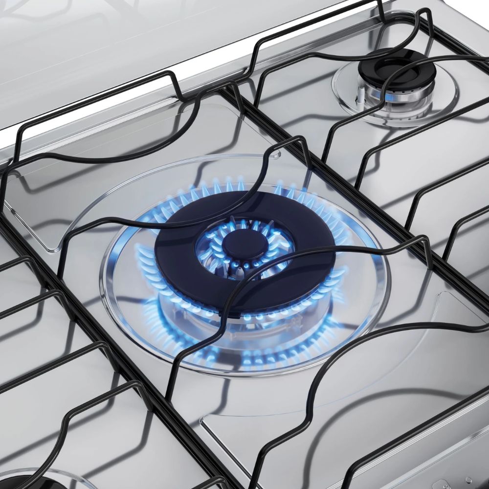 Fogão 5 Bocas Preto com Mesa Inox Atlas Agile Up Bivolt