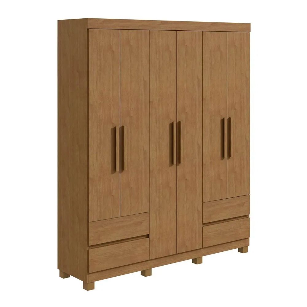 Guarda Roupa Lopas 6 Portas Zeus Amêndoa Clean