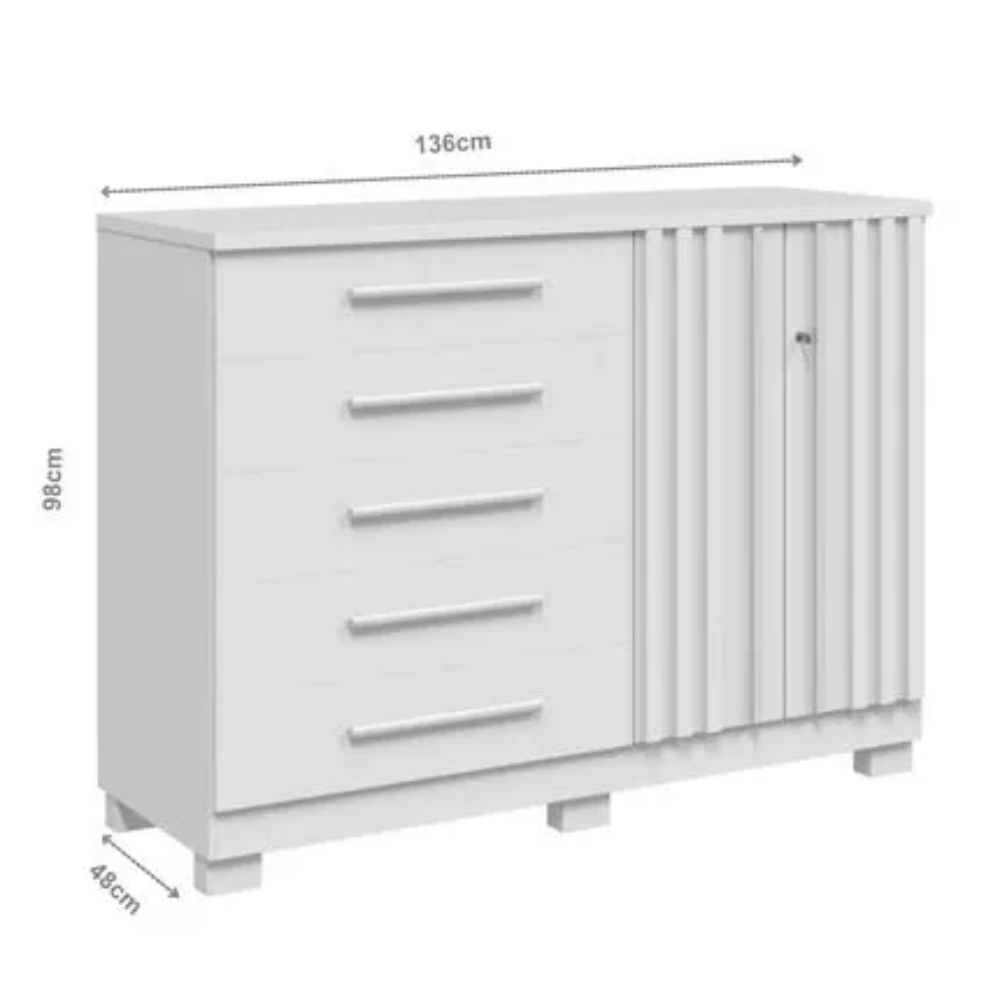 Cômoda ACP Bella com 5 gavetas e Sapateira - Branco