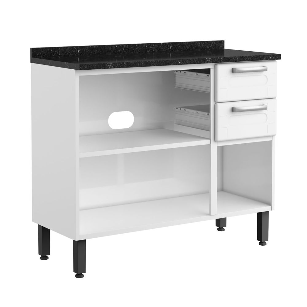 Balcão 3 Portas 2 Gavetas Bertolini Multipla Aço Branco