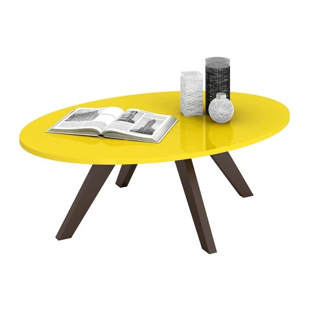 Mesa de Centro DJ Alba Amarelo Laca/ Café