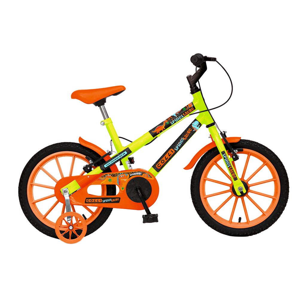 Bicicleta Infantil Spinossauro Aventuras Aro 16 Colli Cor Amarelo Neon