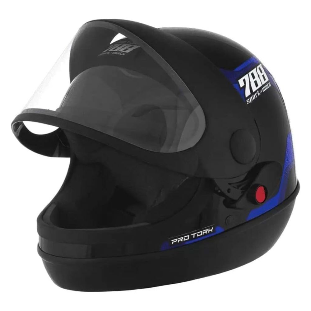 Capacete Protork SM Sport 788 CAP-494AZ Tamanho 58 Preto/Azul