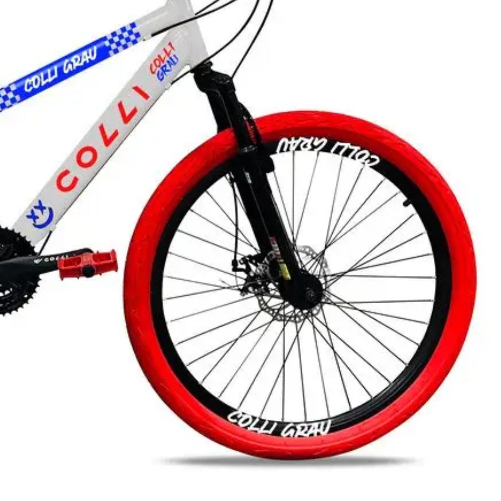 Bicicleta Colli Grau Aro 26 21M Branco/Vermelho/Azul