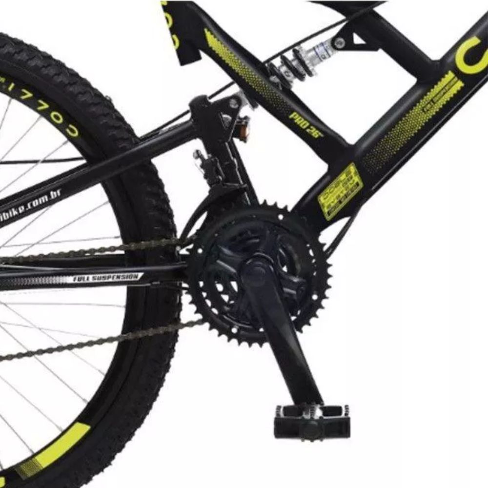 Bicicleta Colli GPS DP Aro 26 21 Marchas Masculina Preto Fosco/Amarelo Neon