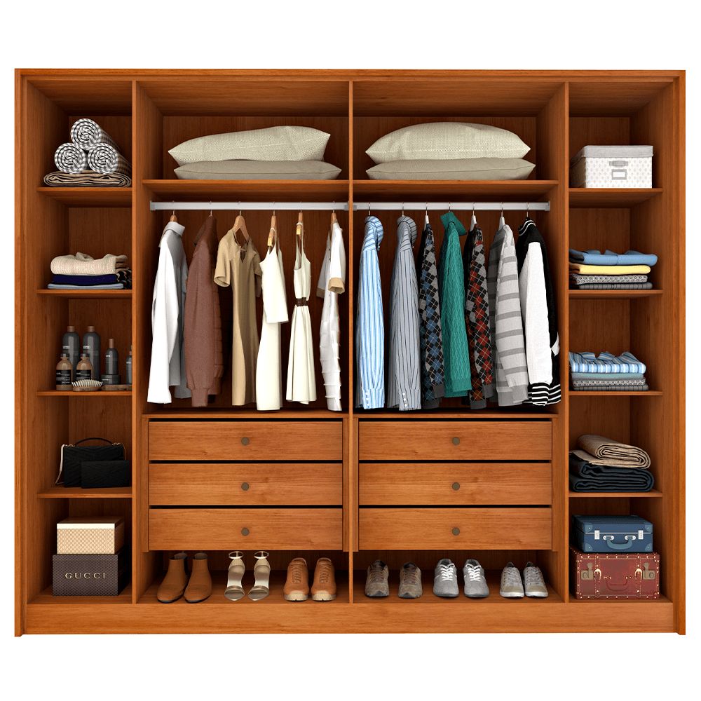 Guarda Roupa de Casal Barcelona Tcil 6 portas 6 gavetas - Cinamomo/Off White
