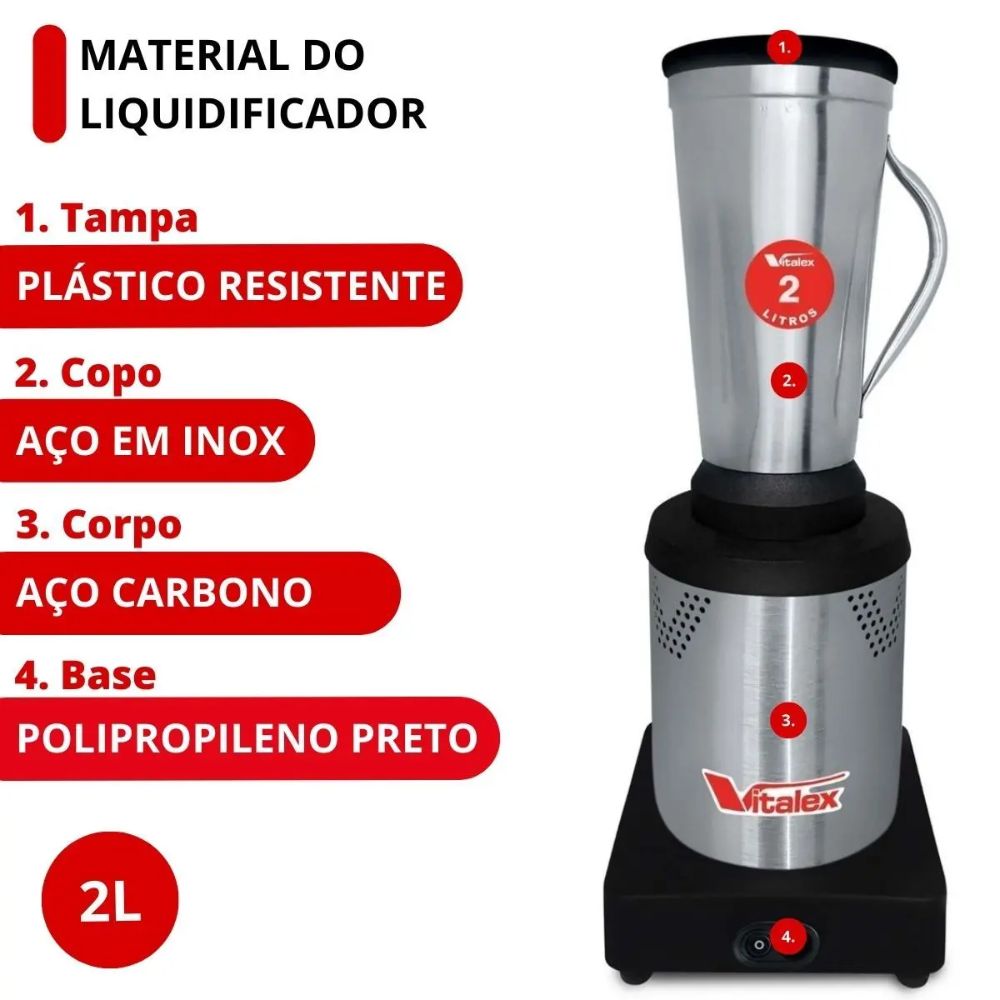 Liquidificador Industrial Vitalex 2 Litros Inox