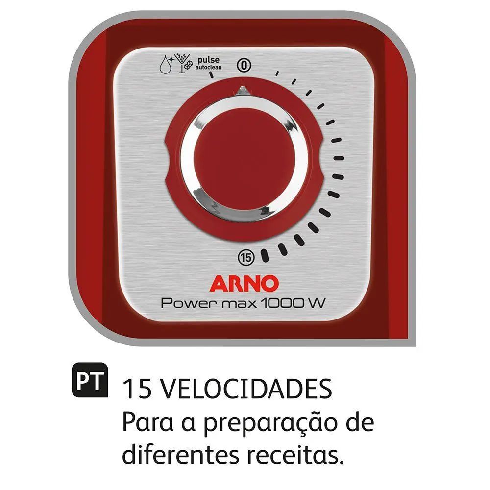 Liquidificador Arno Power Max 1000W LN54 Vermelho