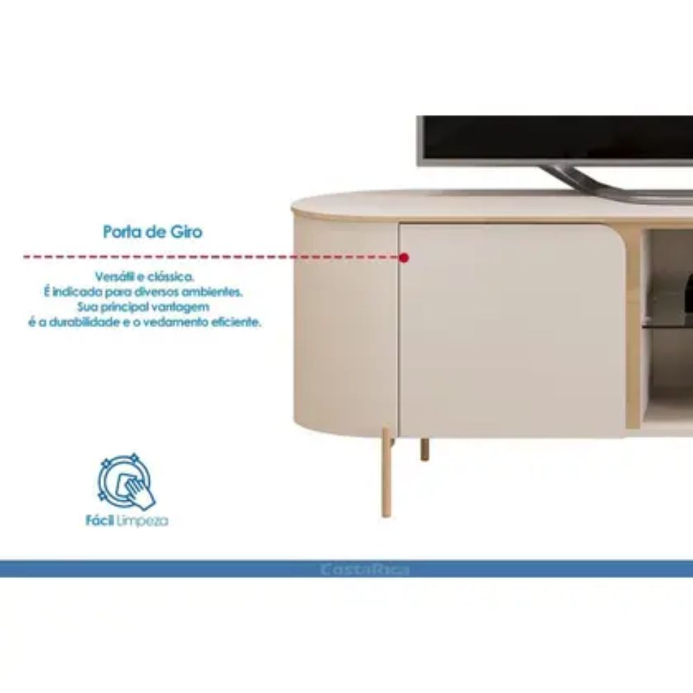 Home p/ TV até 65 Pol Adele c/ Led e Nichos 180x189cm Cedro/Bali - DJ Móveis