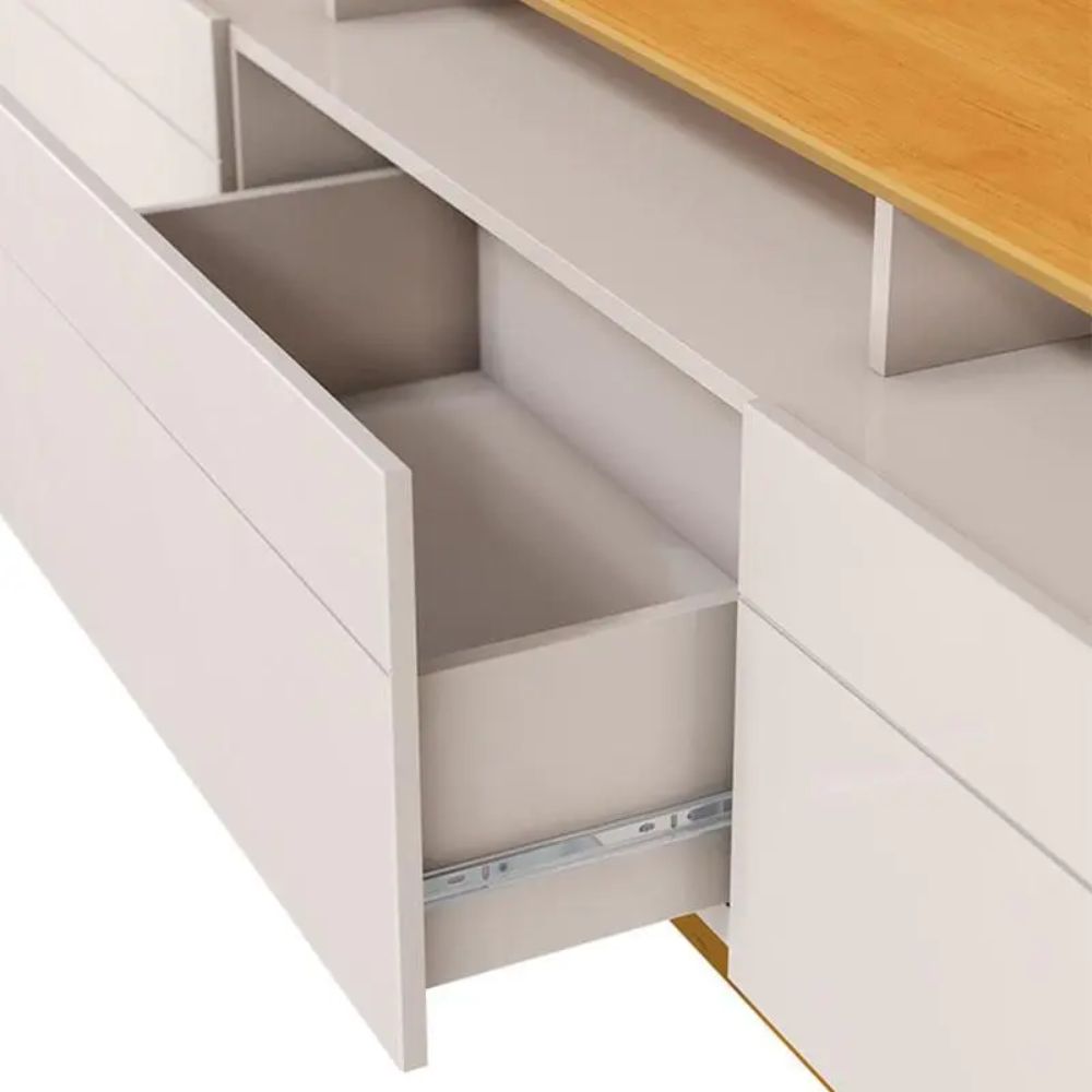 Rack Bancada Imcal Classic 3 Gavetas com Nicho 2.2 Off White Nature