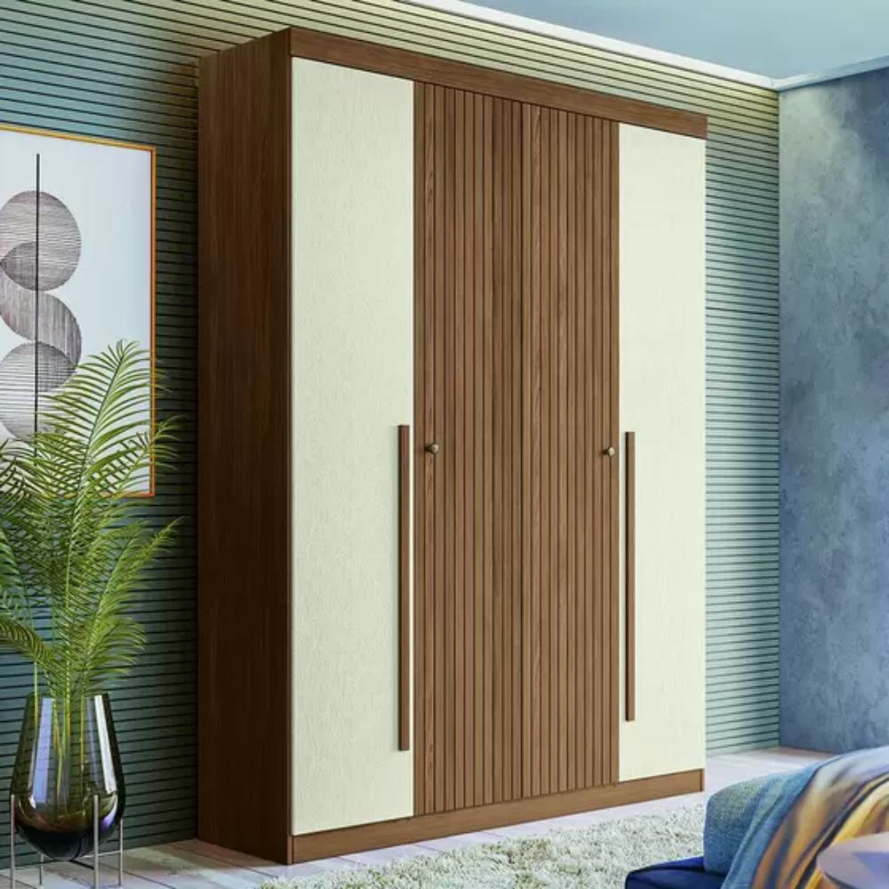 Guarda Roupa Solteiro 4 Portas Buriti Santos Andirá Jatoba /Areia