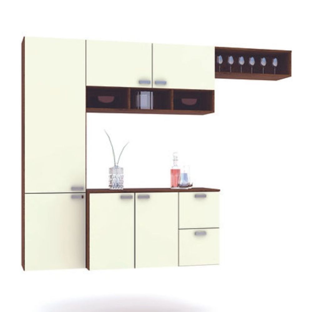 Cozinha Compacta Vila Rica Sara 6 portas  2 Gavetas  Imbuia/champanhe