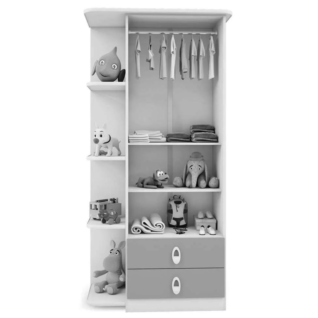 Guarda Roupa Batrol Inocência Inf 1171 2 Portas 2 Gavetas Carvalho Montreal / Branco
