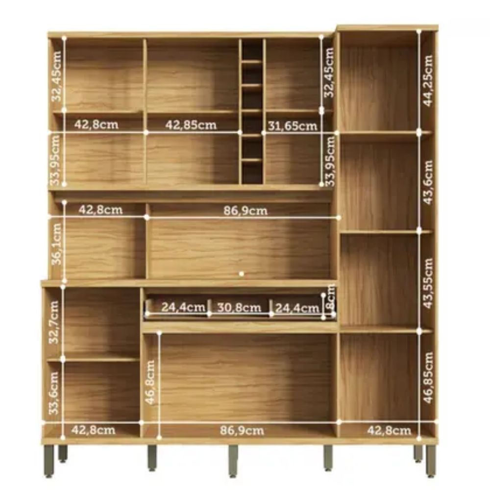 Cozinha Compacta Touriga 6 Portas 1 Gaveta 100% MDF com Vidro