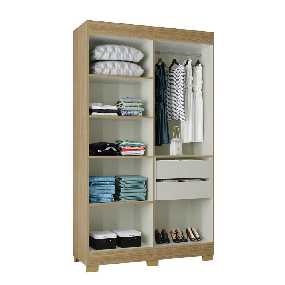 Guarda Roupa Poquema Barcelona 4 Portas 2 Gavetas Damasco/Off White