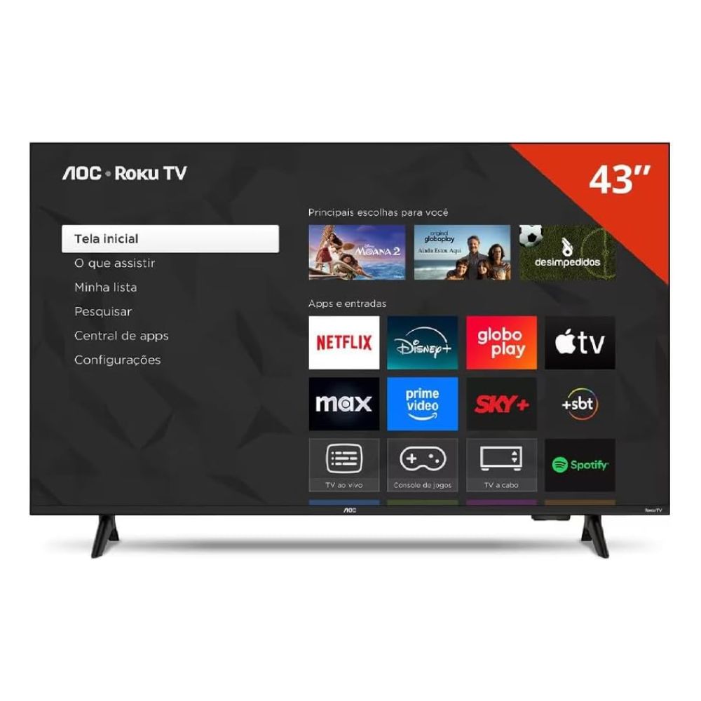 AOC Smart TV 43 Polegadas Full HD LED Roku TV 43S5155