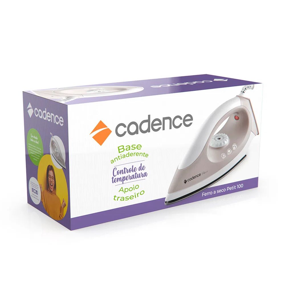 Ferro de Passar a Seco Petit 100, Cinza e Branco, 220v Cadence