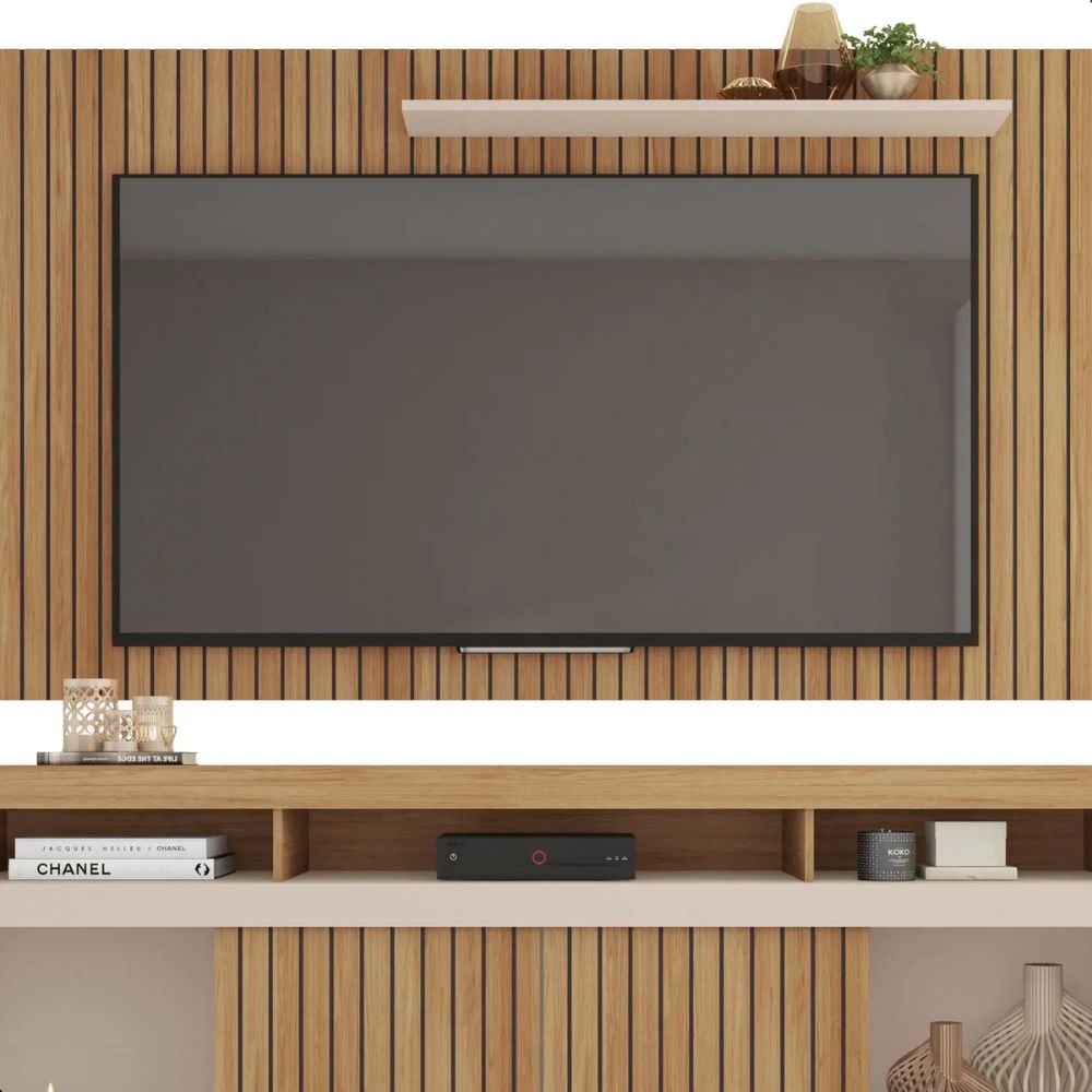 Rack com Painel Caemmun New Oscar Buriti Off White