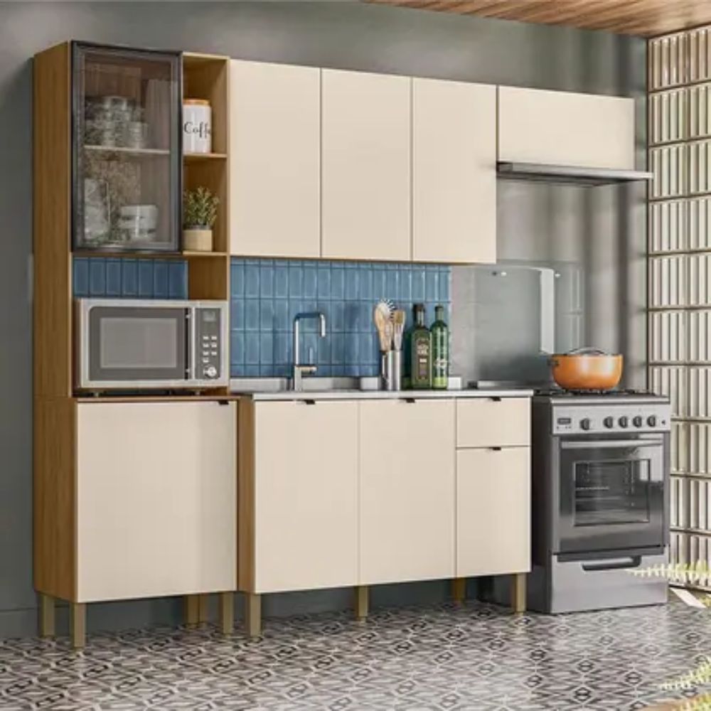 Cozinha Compacta Vert Plus com Balcão para Pia Freijó Soft