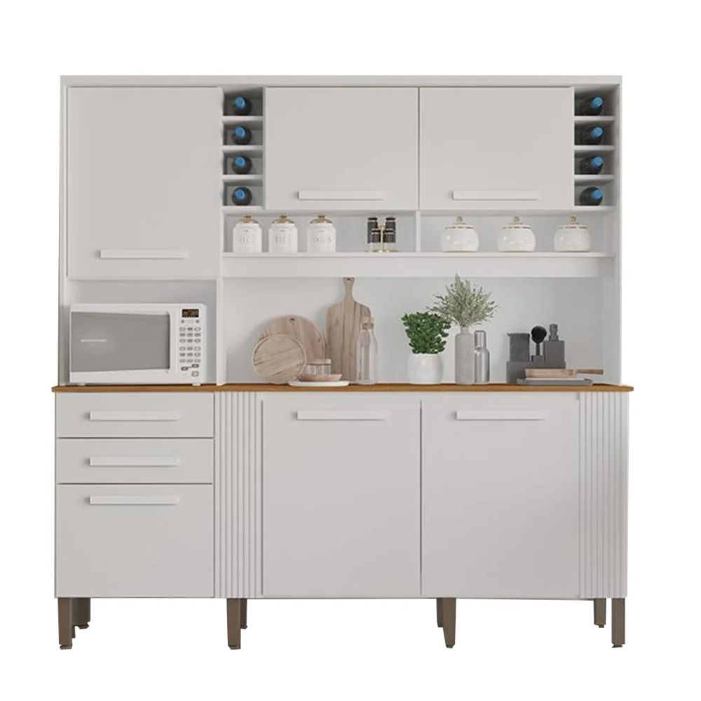 Armário de Cozinha Salleto Catar 6 Portas 2 Gavetas Branco