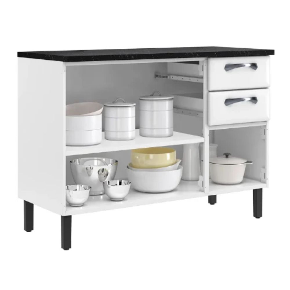 Balcão 120 3 Portas 2 Gavetas New Premium Branco Itatiaia