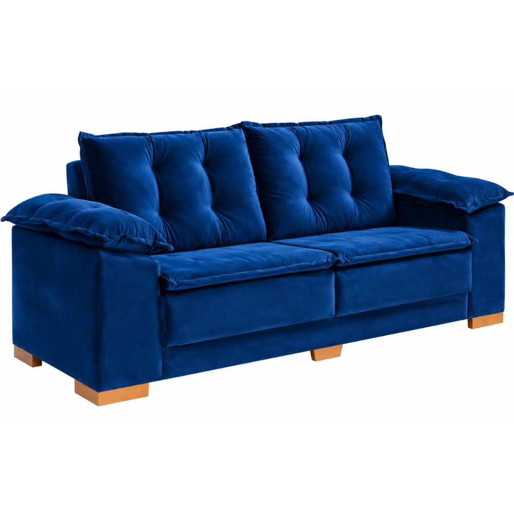 Conjunto estofado Caza Nobre Napoles 2/3 lugares navy T07 Veludo Azul