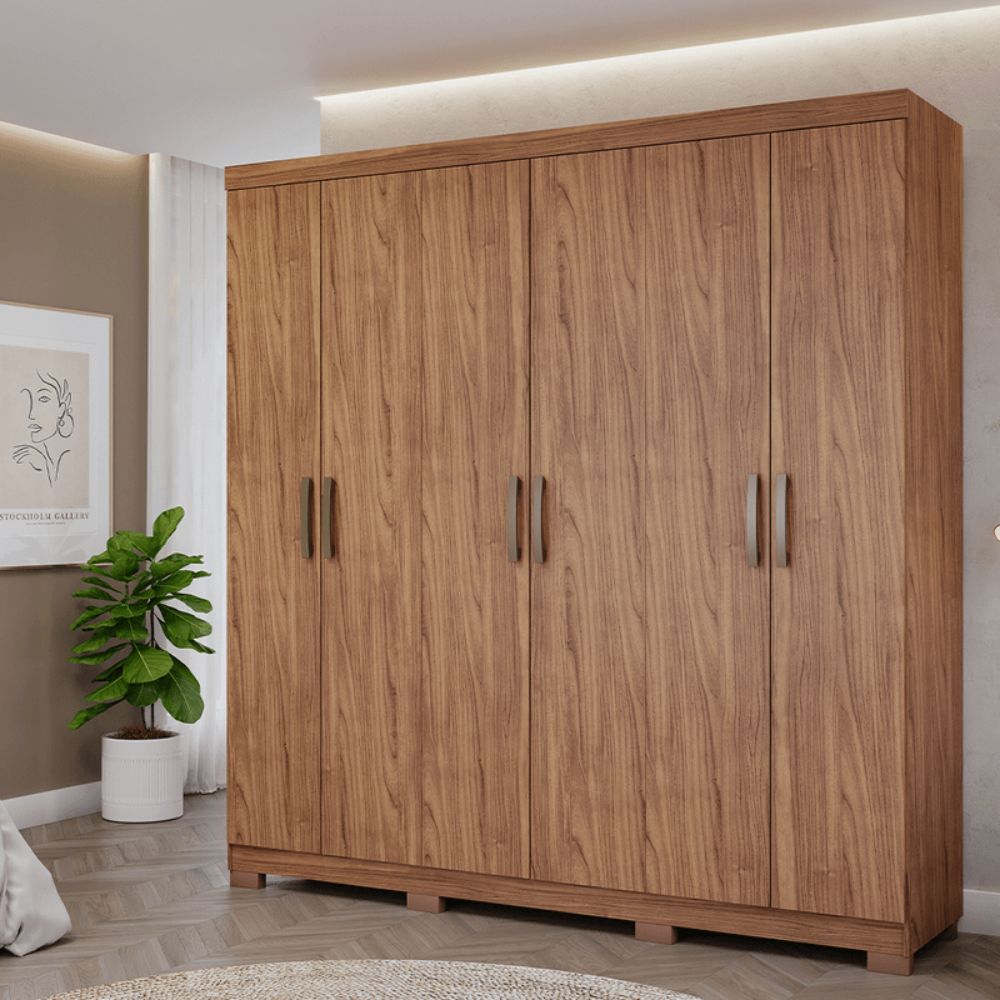 Guarda-Roupa Panan New Milena com Espelhos Externos 6 Portas Cinamomo