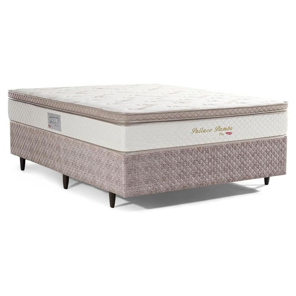 Cama Box de Casal Herval Pallace Bambu com Molas Ensacadas, 71x138x188 cm