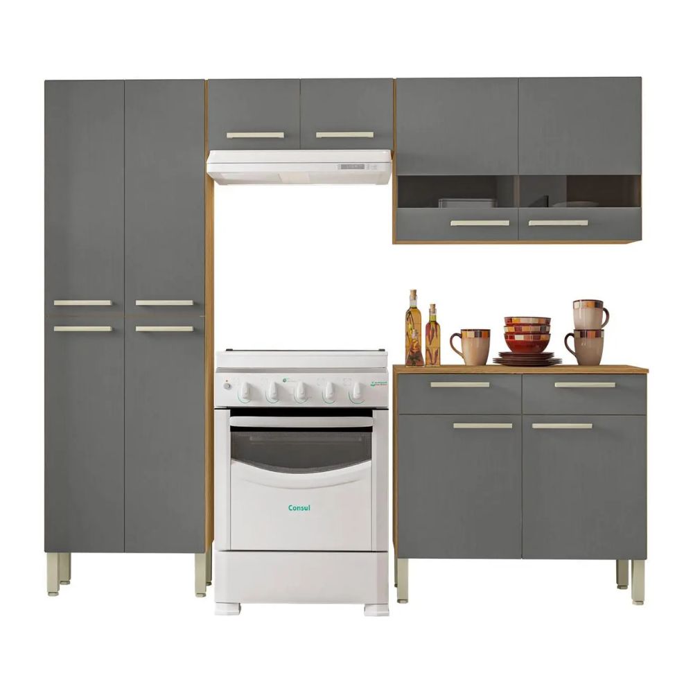 Cozinha Ambiente Nala 4 Peças Freijó Gris Kits Paraná