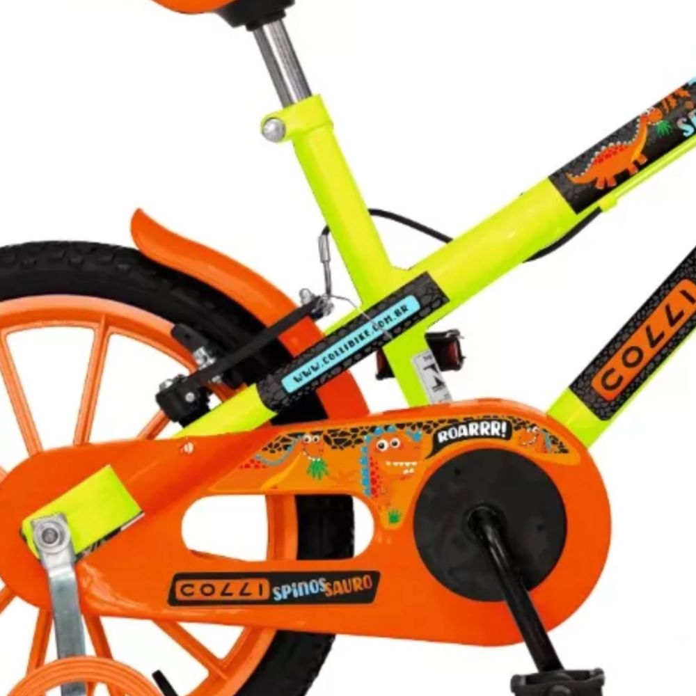 Bicicleta Infantil Spinossauro Aventuras Aro 16 Colli Cor Amarelo Neon
