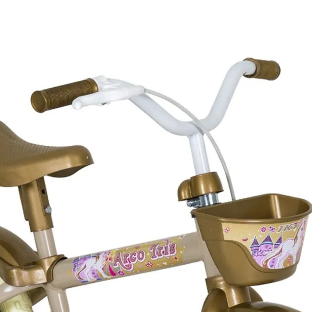 Bicicleta Infantil Aro 12 Arco Íris Dourado e Begê Track