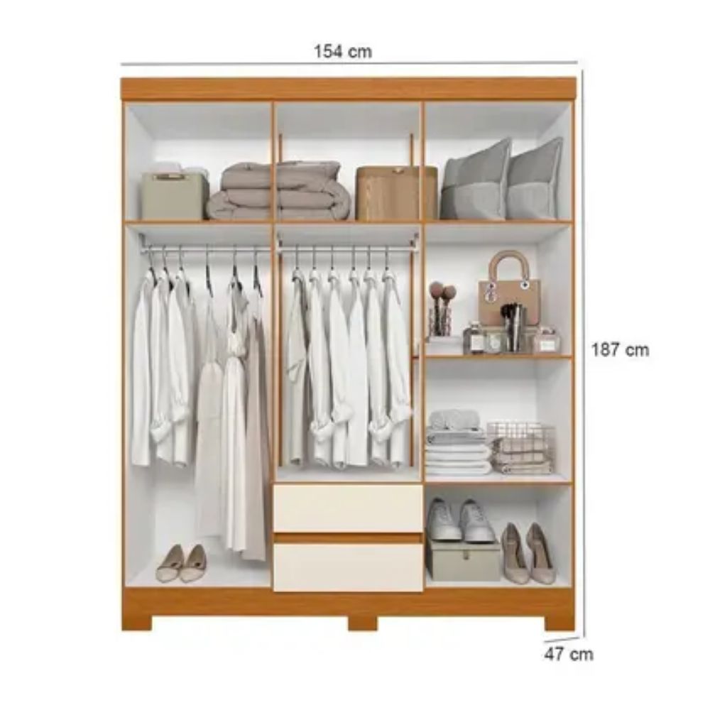 Guarda Roupa Casal Olimpia 06 Portas Cinamomo Off White