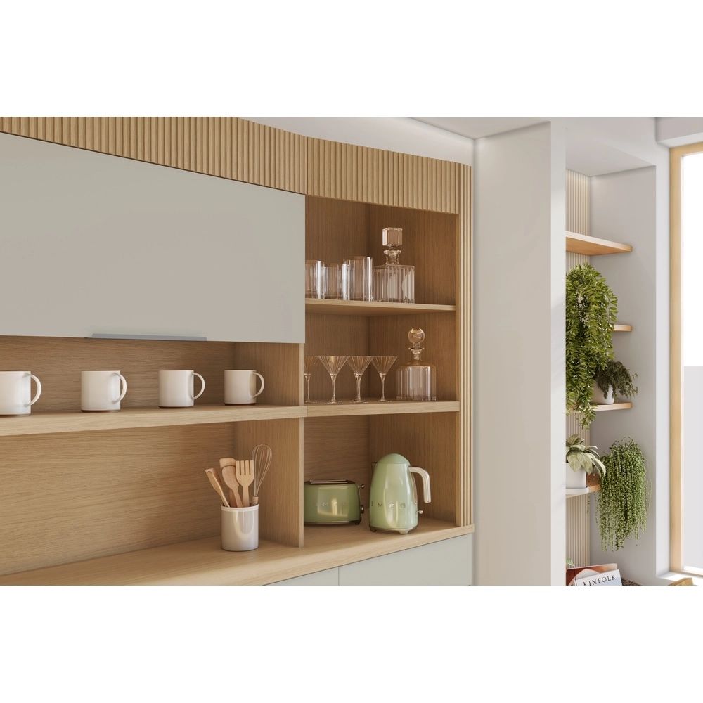 Cozinha Nesher Realeza 6 Portas 3 Gavetas 220cm Carvalho/Greige