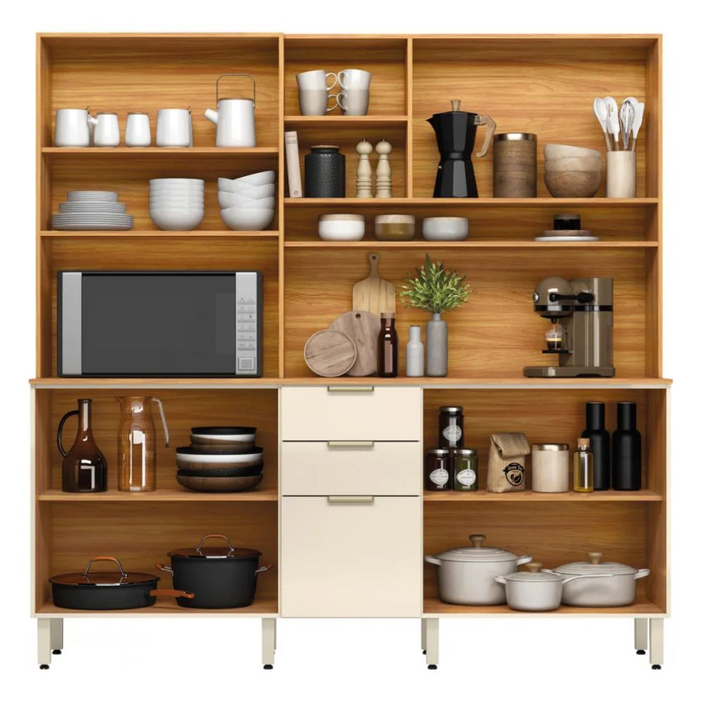 Cozinha Completa Demóbile Amora 10 Portas 2 Gavetas Cinamomo / Off White