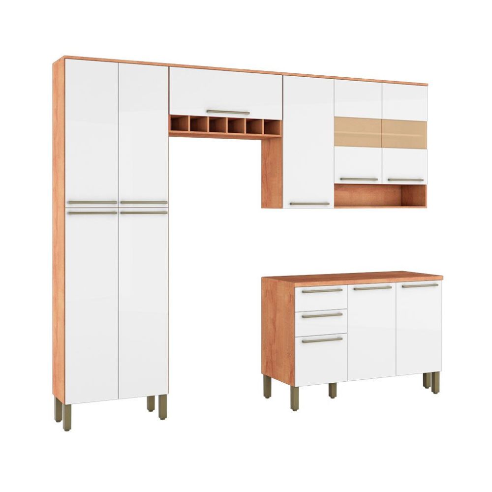 Cozinha Ronipa Napoli Prime Com Balção Castanho/Branco