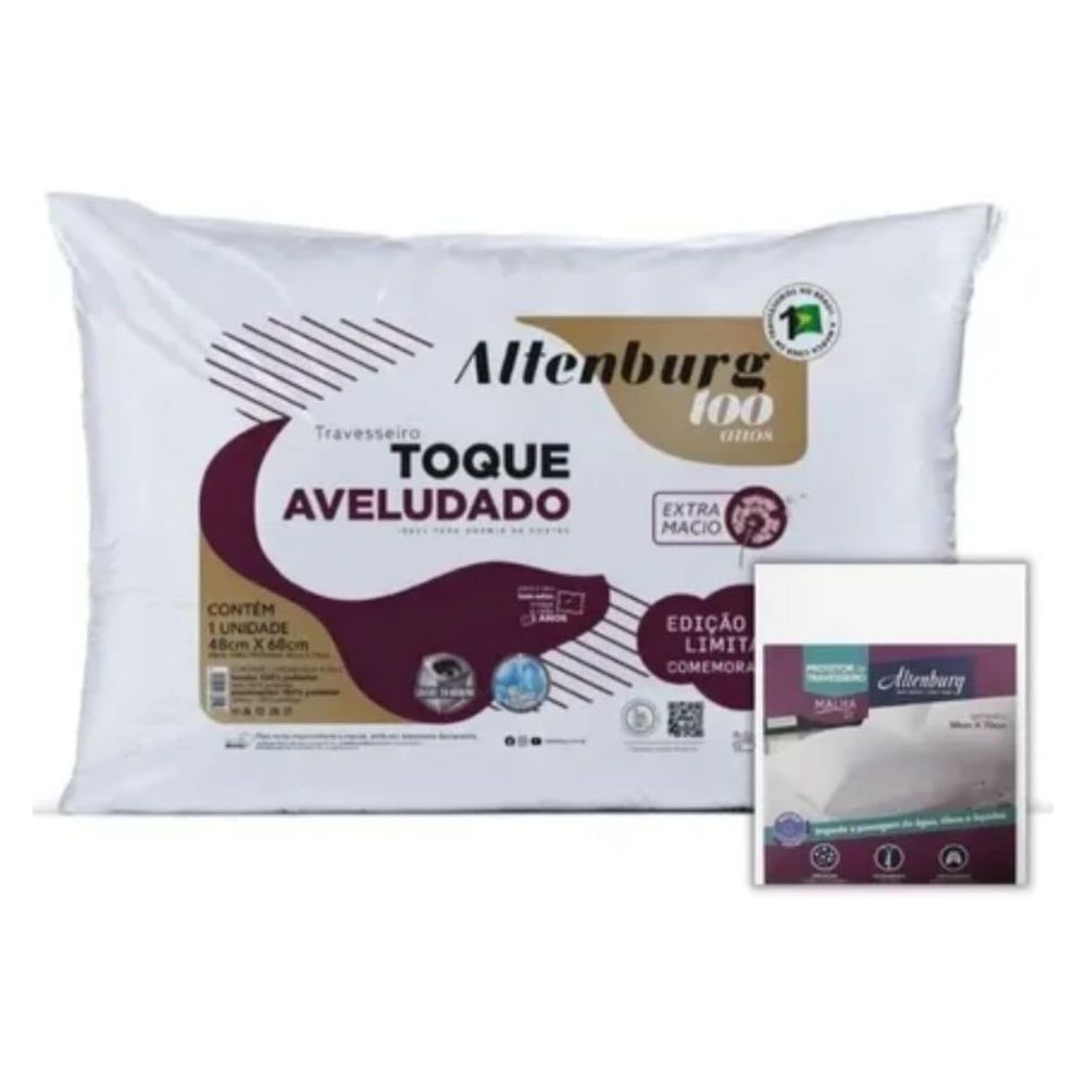 Travesseiro Toque Aveludado Altenburg 48x68 Branco