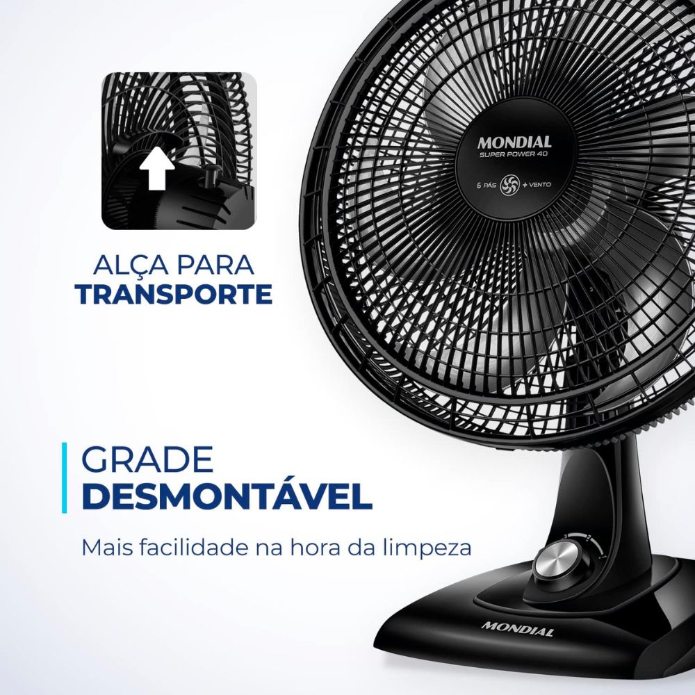 Ventilador Mondial 40cm Super Power VSP-40-B 6 Pas 40W