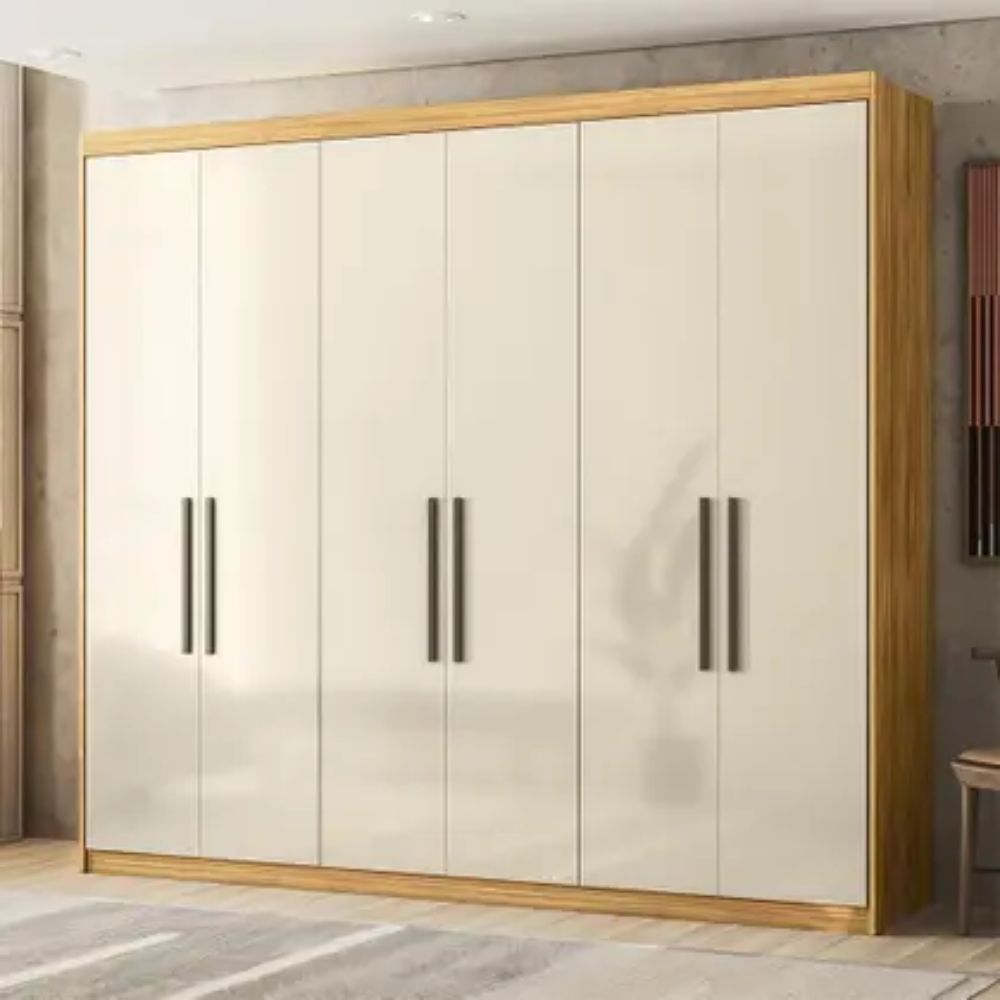 Guarda-Roupa Demobile Casal Venice 6 Portas 4 Gavetas Cinamon e Off White - Modern