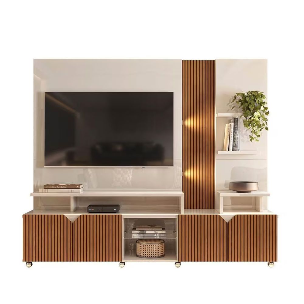 Estante Home Lukaliam Berlim Off White/Tauari Ripado